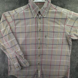 Barbour Flannel Coloured Tattersall Button Up Shirt Adult Gray Check Medium Men